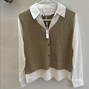 Olive V-Neck Sweater Vest